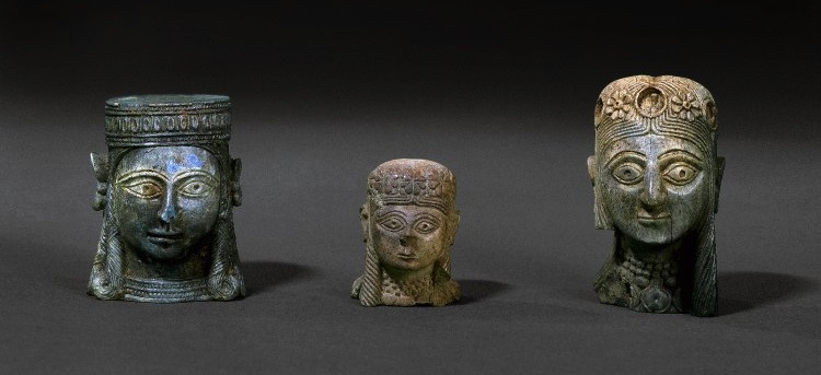 Female heads, ivory. Nimrud, c. 900—700 BCE. The British Museum, WA 118200, WAS 118232, WA 118233, © Trustees of The British Museum
